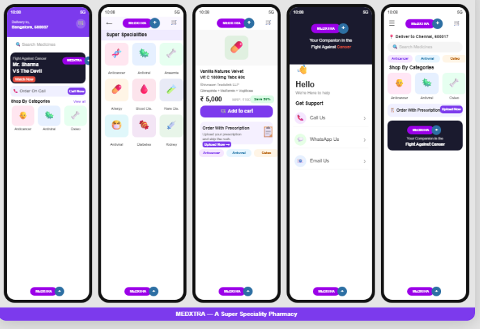 MedXtra App Screens