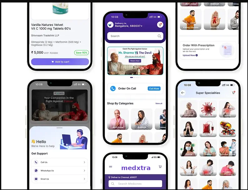 MedXtra App Screens