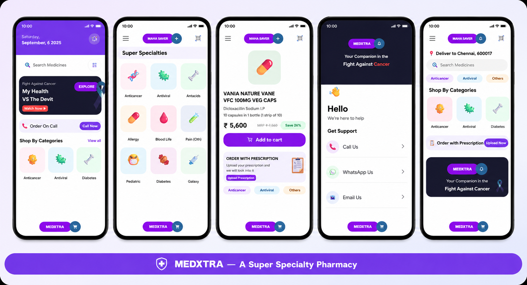 MedXtra App Screens