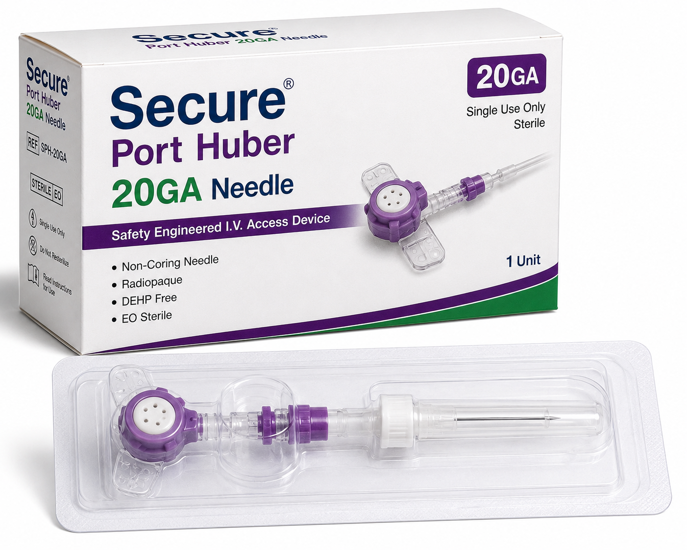 Secure Port Huber 20GA Needle